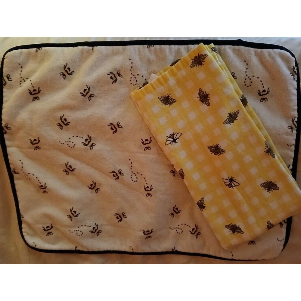 Truly Lou Bee Dish Drying Mat Absorbent Reversible Microfiber Kitchen Pad